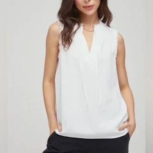 Bella Dahl, Sonoma Fray Edge Pullover, size M, white, pre-owned